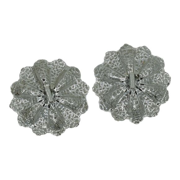 Vintage Sarah Coventry Silvertone Clip On Earrings Fan Fare 1959 - Picture 6 of 6